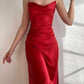 Burgundy Satin Prom Gown Evening Dress     S876