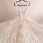 Pink Square Neck A Line Floral Prom Dress     S6506