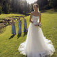 Sexy Tulle A-Line Square Spaghetti Straps Empire Appliques With Tulle Train Wedding Dress      S6917