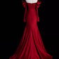 Mermaid Off The Shoulder Burgundy Long Satin Prom Dresses      S6911