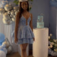 Blue Sequin Short Dress Homecoming Dress        S3688