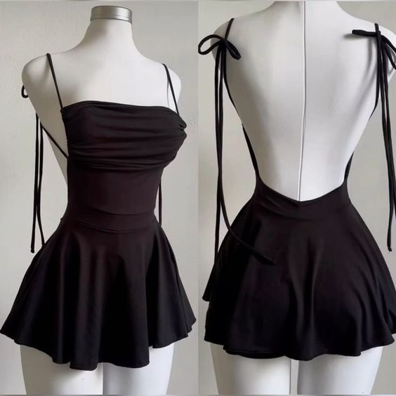 A Line Black Short Party Dress, Birthday Outfits, Homecoming Dress    S6922