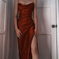 Burgundy Satin Prom Gown Evening Dress     S876
