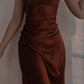 Burgundy Satin Prom Gown Evening Dress     S876