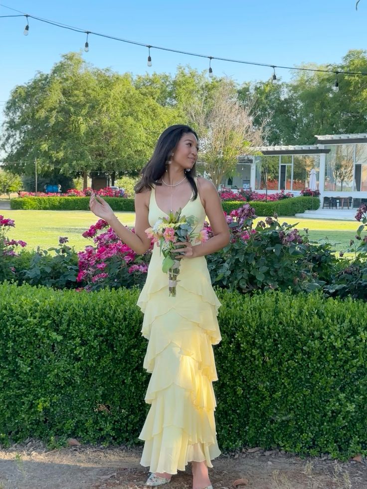 Yellow Evening Dresses Long Prom Party Gown     S6901