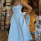 A Line Blue Evening Gowns, Prom Party Dresses      S6913