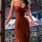 Rust Red Evening Gowns New Arrive Sexy Prom Party Dresses   S6919