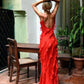 Sexy V-neck Sleeveless Ruffle Mermaid Long Prom Dress     S6904