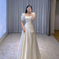 White Satin Wedding Dress Charming Bridal Dress      S1436