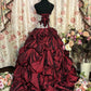Burgundy A Line Strapless Long Princess Dress, Formal Evening Gowns     S6858