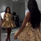 Short Cocktail Dresses Gold Homecoming Dresses    S2045