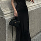 Black simple long prom dress, evening dress for women   S6840