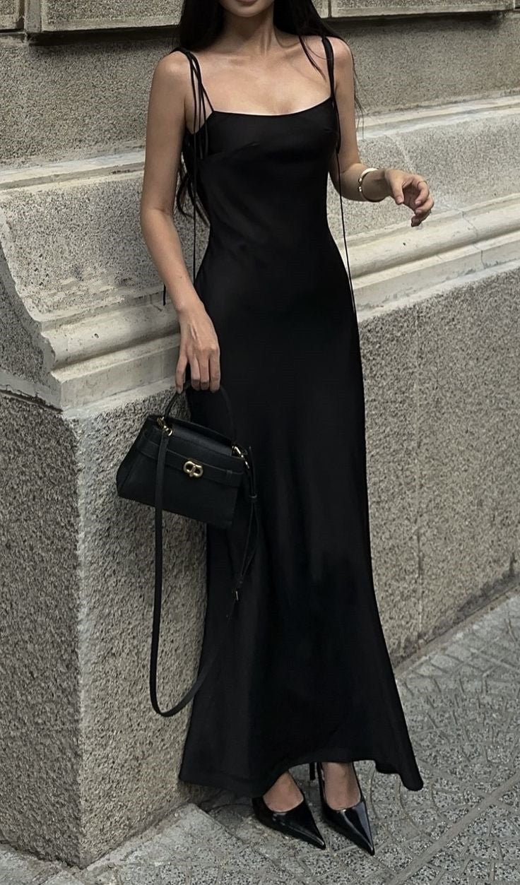 Black simple long prom dress, evening dress for women   S6840