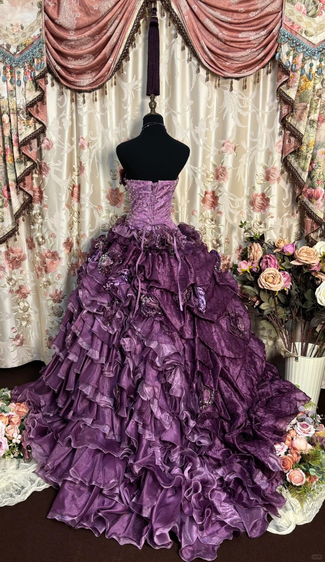 Grape Strapless A Line Ball Gown Long Princess Dress, Formal Evening Gowns     S6852