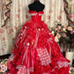 Red A Line Strapless Long Princess Dress, Formal Evening Gowns     S6859