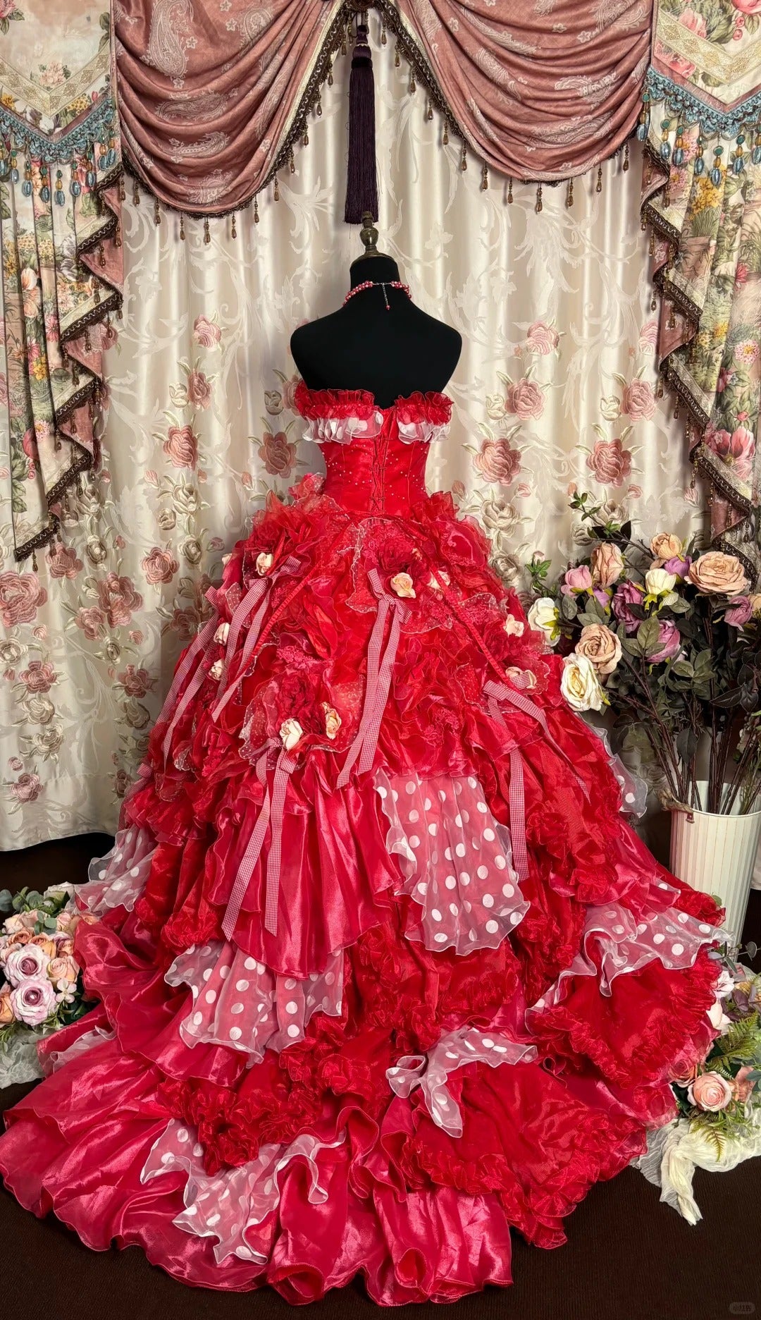 Red A Line Strapless Long Princess Dress, Formal Evening Gowns     S6859