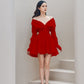 Red Short Party Dress, Birthday Outfits     S6845