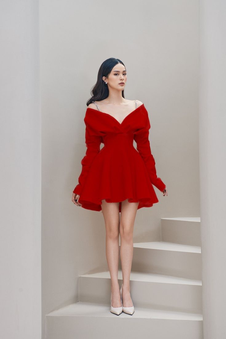 Red Short Party Dress, Birthday Outfits     S6845