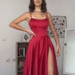 A Line dark red prom party dress with split    S1509