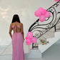 Pink Pleated Party Dress, Long Formal Evening Gowns     S6865