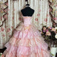 Pink Strapless A Line Ball Gown Long Prom Dress, Formal Evening Gowns     S6850