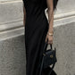 Black simple long prom dress, evening dress for women   S6840