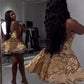Short Cocktail Dresses Gold Homecoming Dresses    S2045