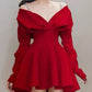 Red Short Party Dress, Birthday Outfits     S6845