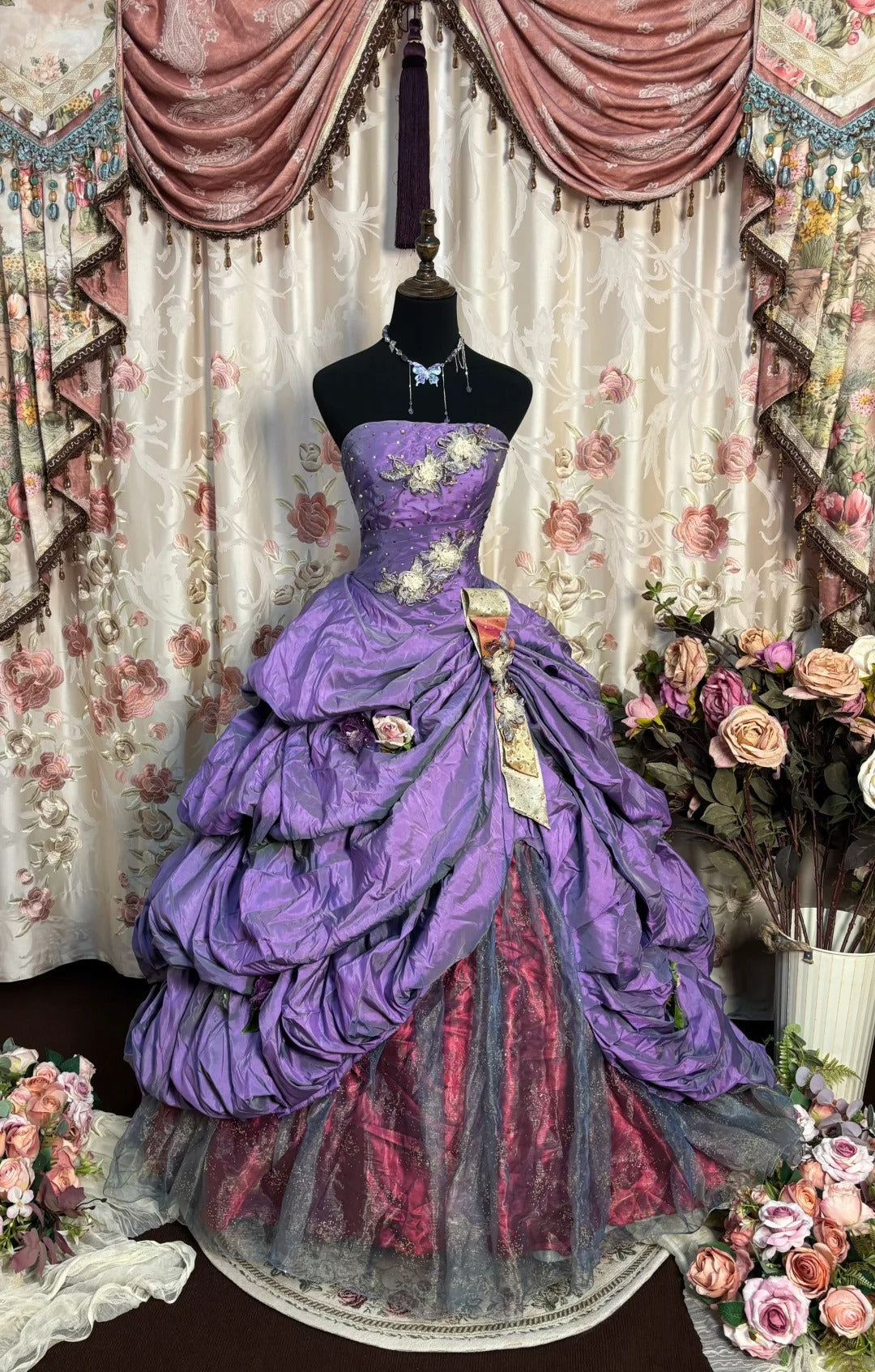 Purple Strapless A Line Ball Gown Long Princess Dress, Formal Evening Gowns     S6851