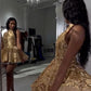 Short Cocktail Dresses Gold Homecoming Dresses    S2045