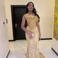 Gold Mermaid Evening Dresses, Women Elegant Long Formal Prom Dress      S6823