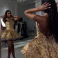 Short Cocktail Dresses Gold Homecoming Dresses    S2045