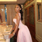 A Line Pink Long Dress Sexy Sleeveless Maxi Dresses Elegant Evening Dress     S6810