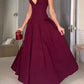 Burgundy A-line Princess Evening Dress    S6821