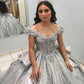 Silver Off Shoulder Crystal Quinceanera Dresses Birthday Party Ball Gown    S6782