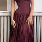 Elegant  Burgundy Pleated Evening Dress Sleeveless Women Sexy Party Dresses      S6775