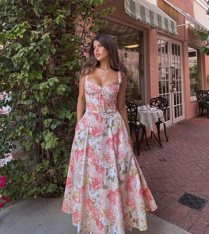 New Floral Print Dress For Women Long Prom Dress     S6787