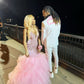 Glitter Pink Diamonds Prom Dresses For Black Girls Crystal Beading Rhinestones Ruffles Birthday Party Dress     S6773