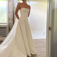 Vintage A line Strapless Long Simple Wedding Dresses       S6790