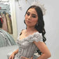 Silver Off Shoulder Crystal Quinceanera Dresses Birthday Party Ball Gown    S6782