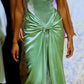 Modest Mermaid Sweetheart Sage Green Long Satin Prom Dresses Evening Dress     S6807