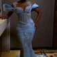 Blue Mermaid Long Prom Dresses, Evening Gown For Black Girl      S6802