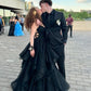 Black A-Line Shiny Tulle Long Party Dress Birthday Party Gown      S6825