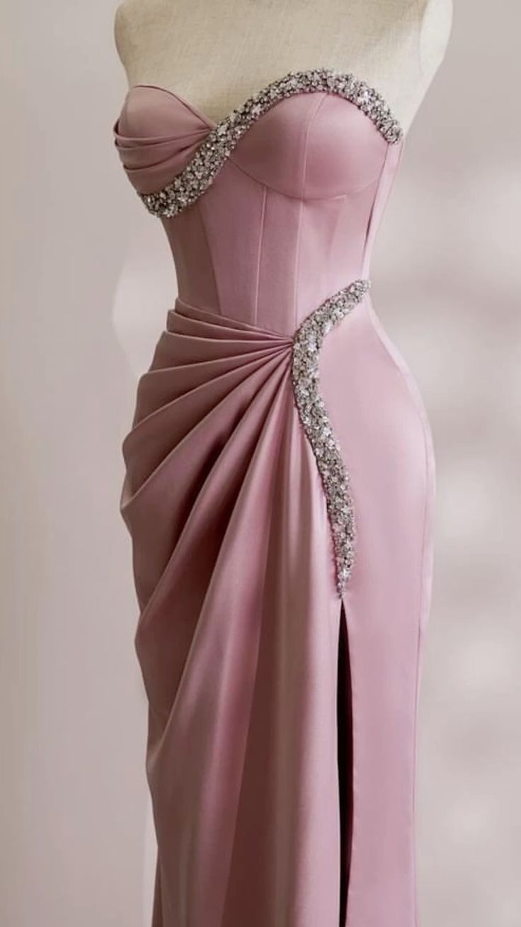 Unique Pink Prom Dress,Strapless Evening Dress     S6831