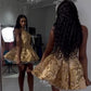 Short Cocktail Dresses Gold Homecoming Dresses    S2045