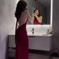 Pretty Burgundy Backless Long Prom Dresses Formal Evening Dress    S6784