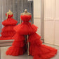 red ball gown long prom dress, evening dress    S775