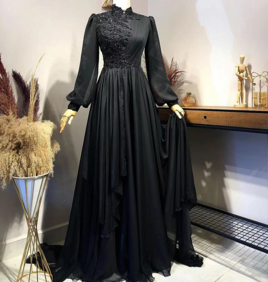 Black Long prom dress Evening Party Dress    S1182