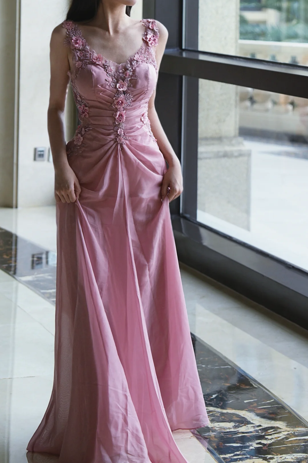 Long Evening Dress Pink Party Dress, Formal Evening Gowns     S6880