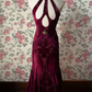 Burgundy Halter Party Dress, Long Formal Evening Gowns     S6877
